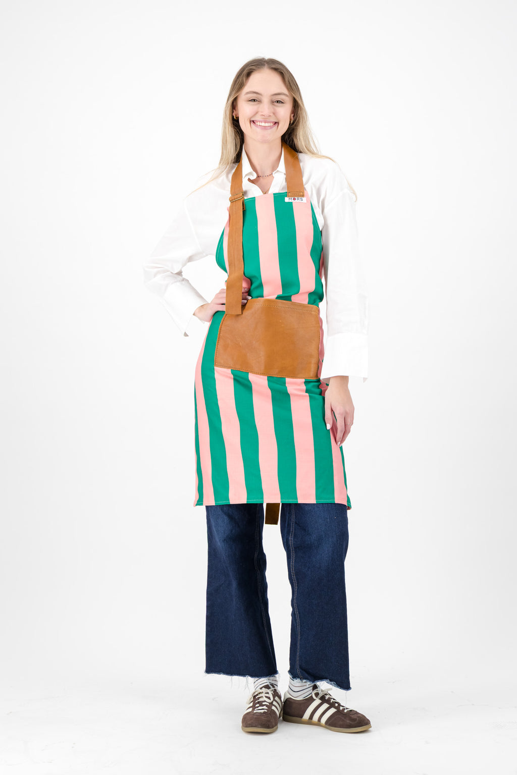 Green and Pink Striped Apron