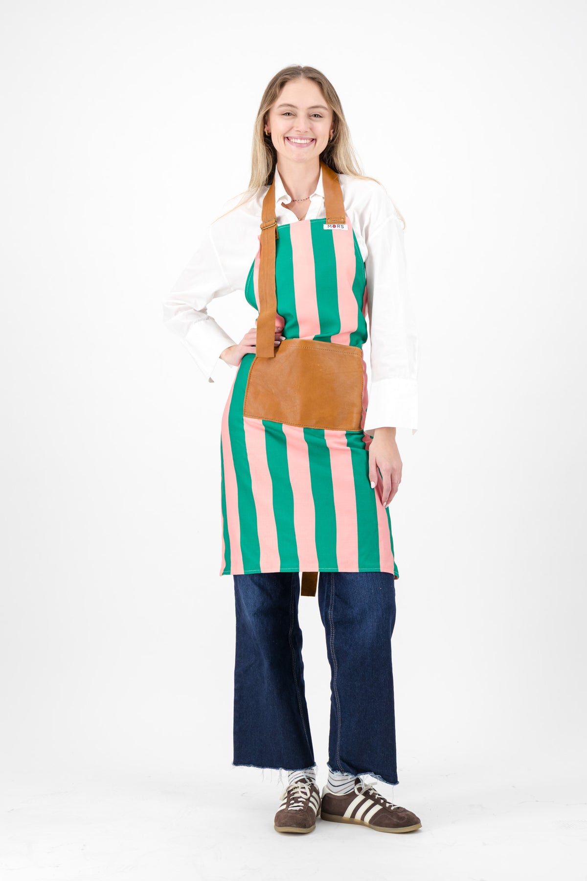 Green and Pink Striped Apron