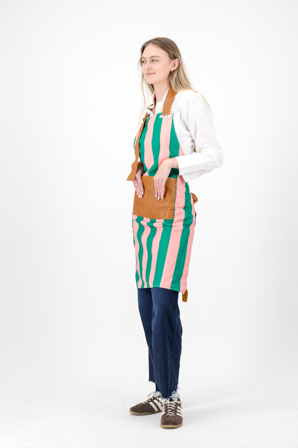 Green and Pink Striped Apron
